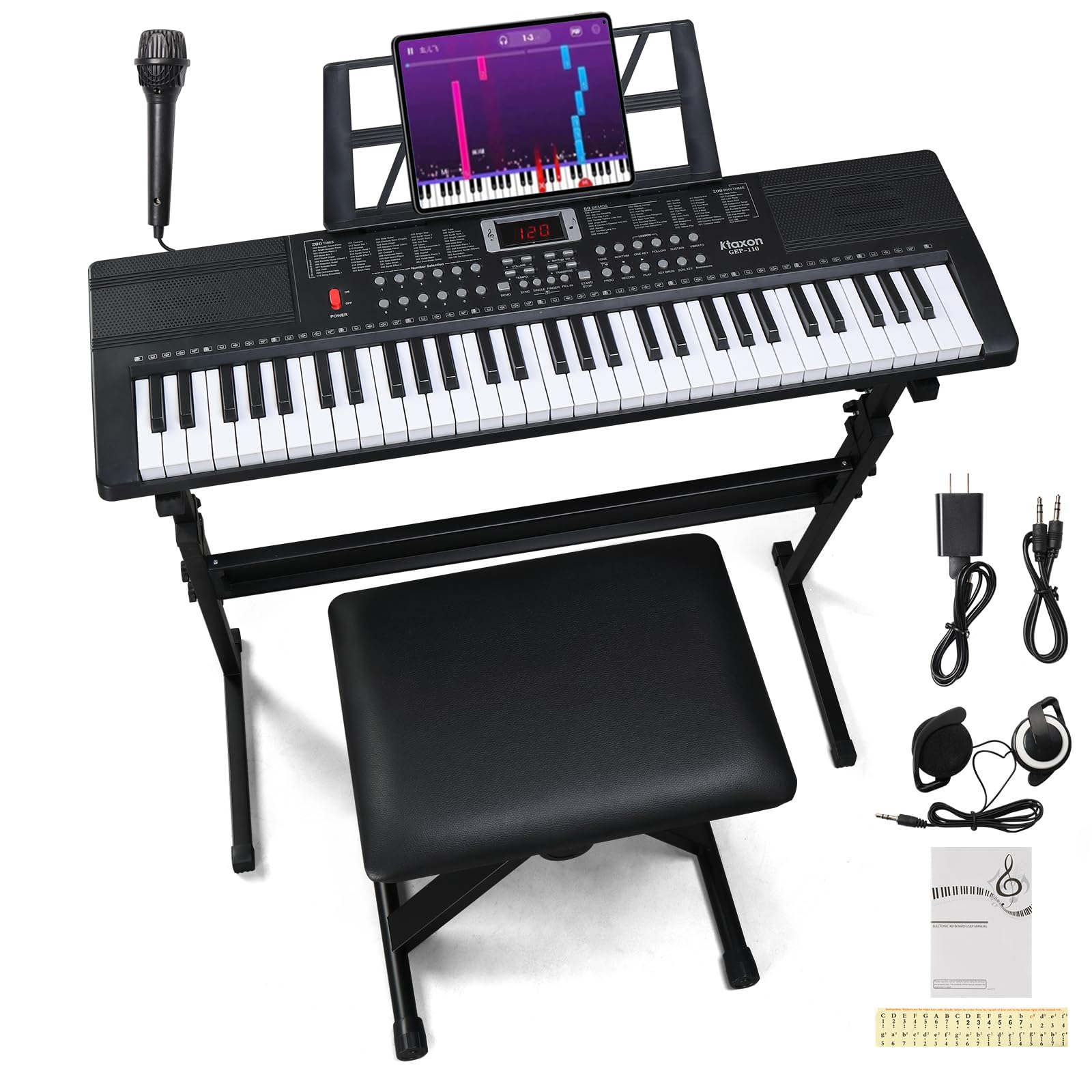 Ktaxon 61 Key Keyboard Piano Electric Keyboard | Electric Piano Set | Includes H