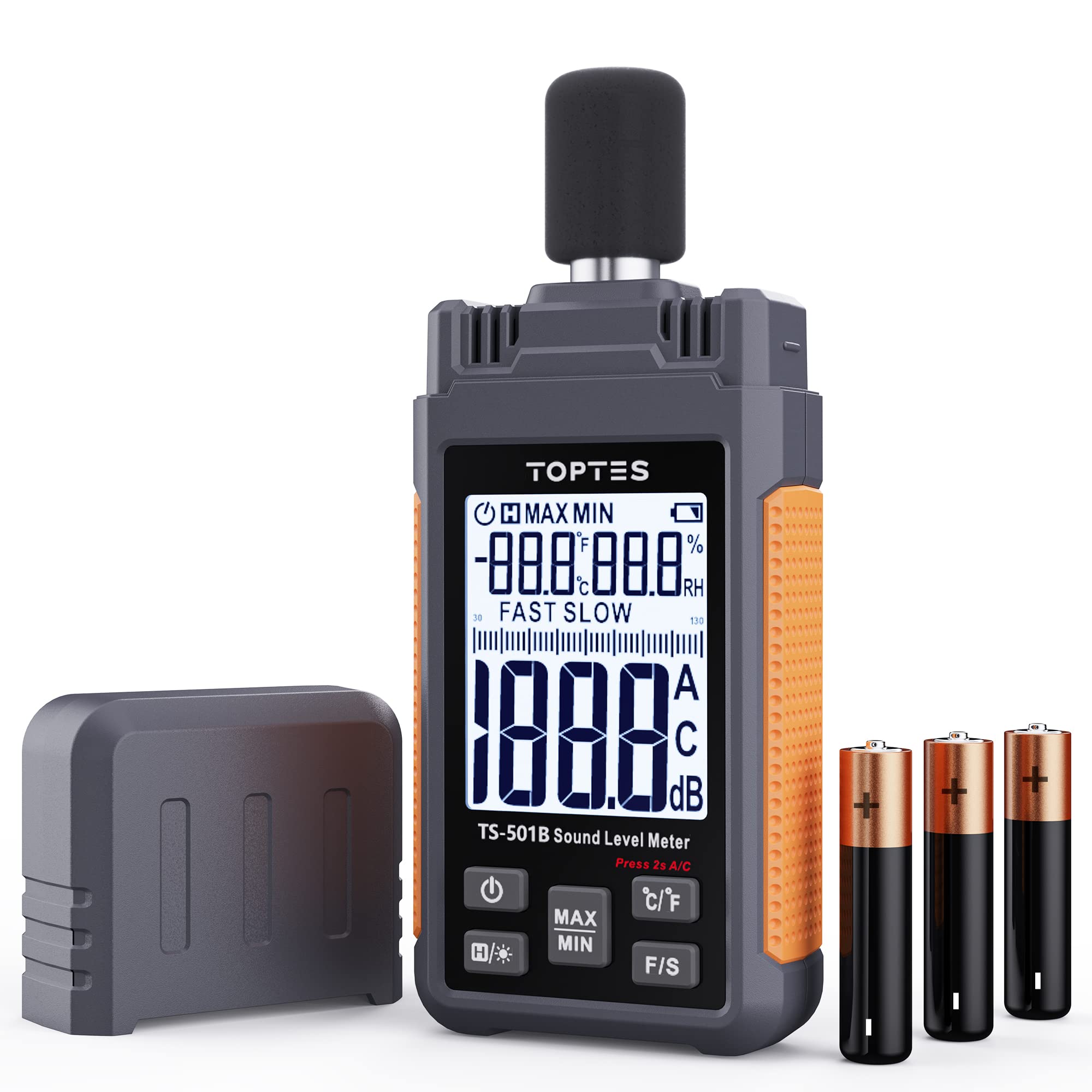 Decibel Meter, TopTes TS-501B Sound Level Meter with 2.25” Backlit LCD Screen, P