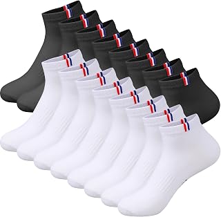 VEGCOO 8 Pairs Men's Women's Sports Socks Size 5-9, Breathable Low Socks Absorbing Sweat