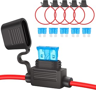 JatilEr 5 Pcs 16AWG Standard Inline Fuse Holder 12V with 15A Standard Fuses | Copper Wire, Waterproof Automotive Fuse Holder for Car/Truck/Motorcycle/Boat