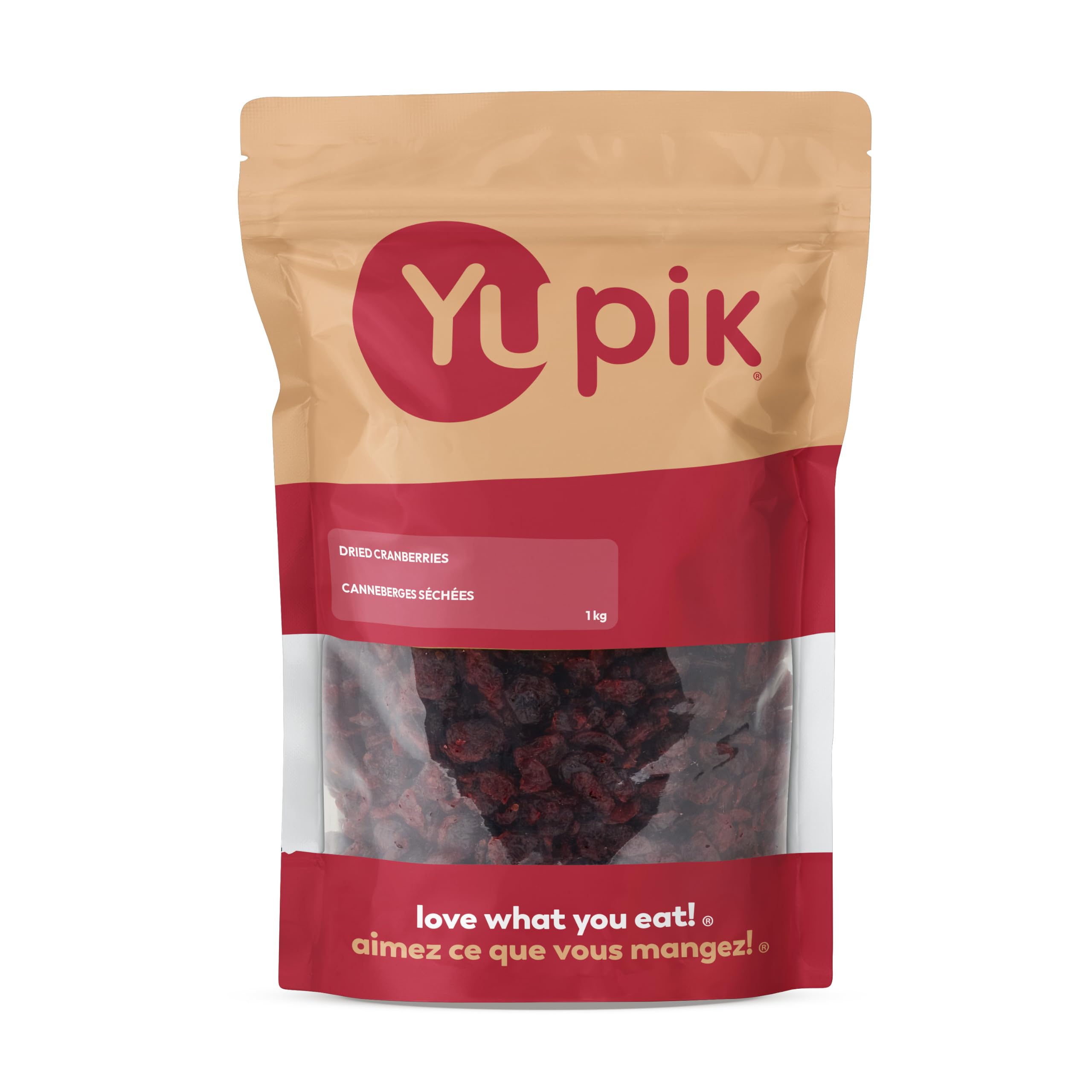 Yupik Dried Cranberries, 1 kg, Gluten-Free, Kosher, Dried Fruits, Whole Cranberr