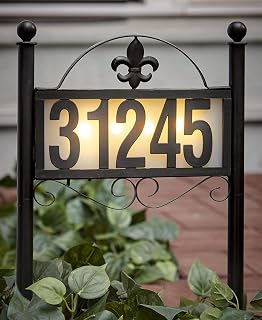 DoinMaster Metal Solar Address Signs for Yard | House Numbers for Outside | 50 Numbers (0-9), Warm White & Cold White, Weather-Resistant Solar-Powered LED Illuminated Address Plaques