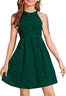 HOSIKA Flower Girl Dress Halter Neck Elegant Floral Lace A-line Party Dress