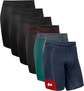 DANISH ENDURANCE Sports Boxers for Men, Anti Chafing Men's Boxer Shorts for Running, with Pouch, Moisture Wicking, Dry Fit, with Regular or Long Leg, 6 Pack