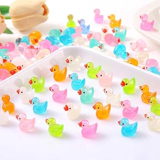 Mini Ducks, 50pcs Mini Resin Ducks, Glow in the Dark Mini Ducks, Plastic Miniature Ducks for Decoration, Craft DIY