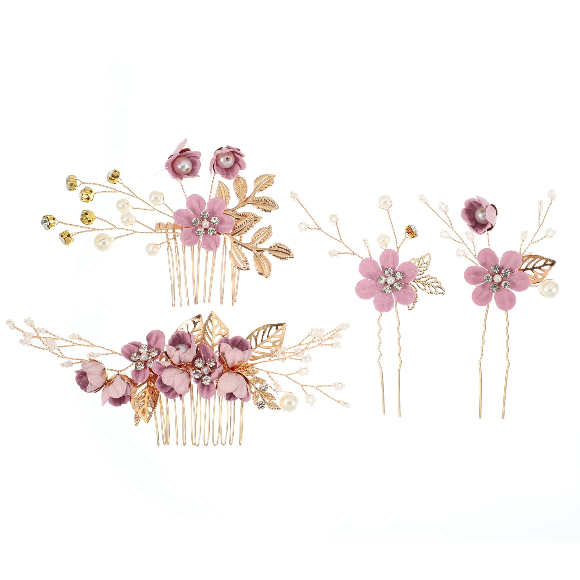 Generic 4 Pcs Rhinestone Hair Combs Bridal Wedding Hair Accessories Crystal Flow