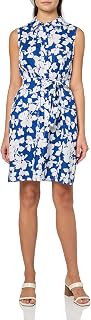 Tommy Hilfiger Women's Sleeveless Collared Button Front Tie Waist Mini Shirt Dress Casual Dress