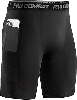 Niksa 1/3 Piece Compression Shorts for Men Fitness Shorts Compression Leggings with Pocket for Mobile Phone