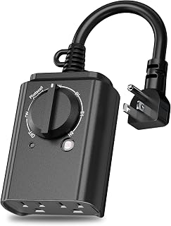 BN-LINK Outdoor Light Timer with Dusk to Dawn Sensor, Weatherproof Dual Grounded Outlets for Christmas/Halloween Decorations, 15A 1/2HP ETL Listed