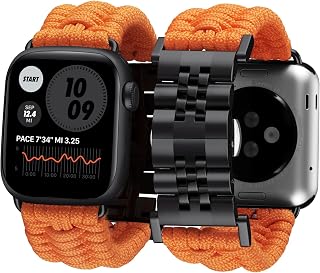 BINLUN Compatible with Apple Watch Band 49mm 46mm 45mm 44mm 42mm 41mm 40mm 38mm Paracord Braided Stainless Steel Replacement Strap Fit for iWatch Ultra2 Ultra Series 10/9/8/7/SE2/SE/6 /5/4 3/2/1