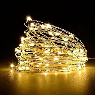 Jsdoin Fairy Lights, 50 LED Battery Operated String Lights Copper Wire Light for Indoor Outdoor Lighting, Bedroom, Wedding Decor, Party, Christmas, Tree Decoration(5M/16ft,WarmWhite)