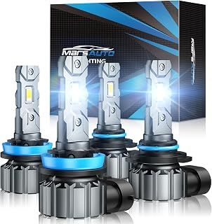 Marsauto H11 9005 LED Headlight Bulbs Kit, 66000LM Super Bright, H11/H9/H8 9005/HB3 LED Headlight Bulbs Combo, 6000K Cool White, 3 Mins Plug and Play Bulbs Combo, IP68, Pack of 4