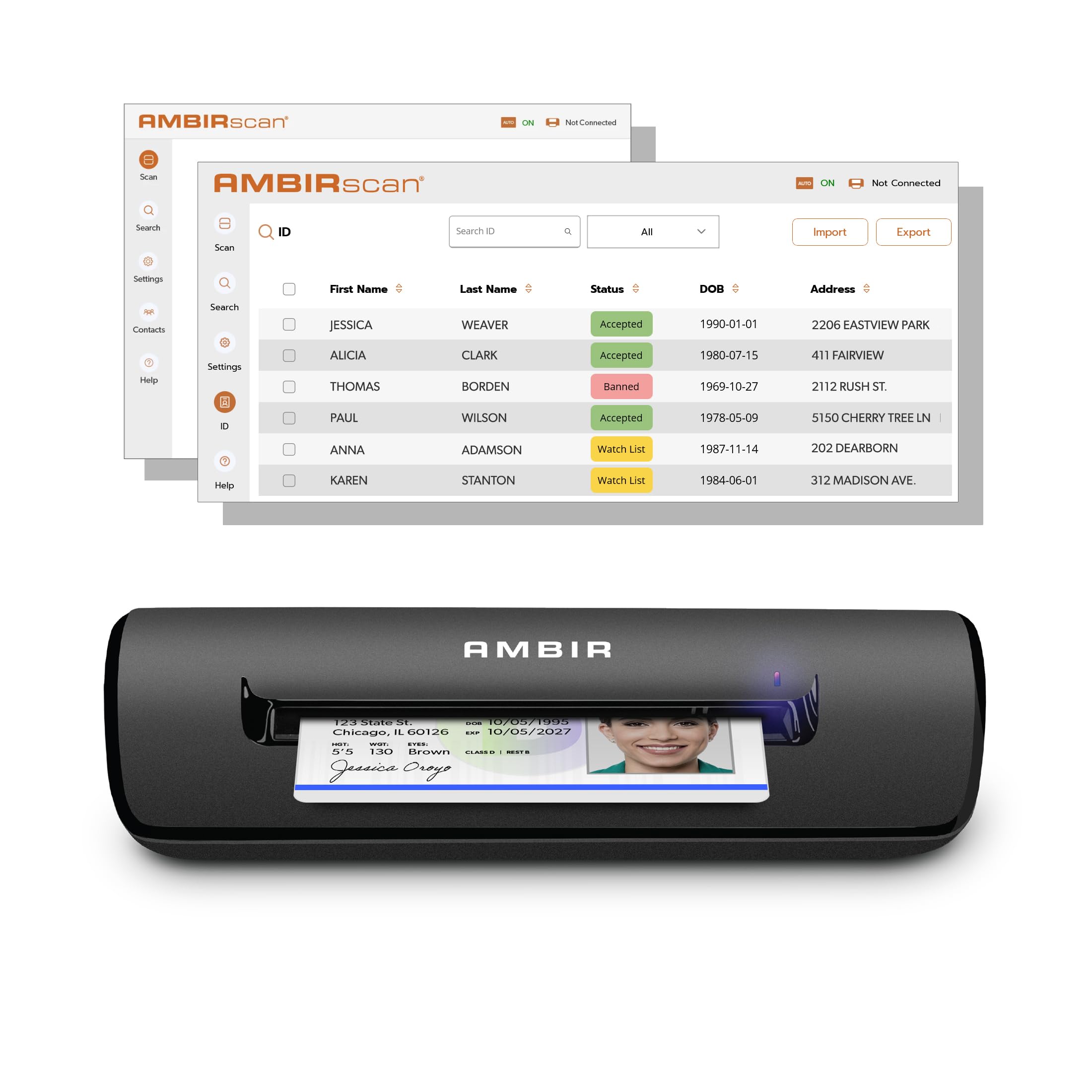AMBIR ID Card Scanner with Software -PS667 - Automatic Data Extraction for Age V