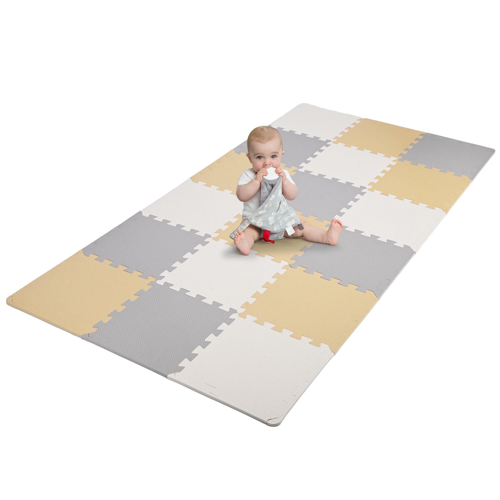 LIVINGbasics Interlocking Foam Baby Play Mat | 18 Tiles, 1.62㎡. interlocking til