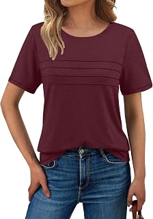 BLMFAION Women Summer Dressy Casual Tshirt Tops Loose Fit Short Sleeve Top
