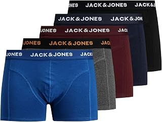 JACK & JONES 5 Piece Set of Men's Boxer Shorts, Stretch Boxershorts, Comfortable Jersey Underwear, Wardrobe Base, for Amazon