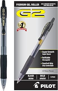 PILOT G2 Premium Gel Pens, Bold Point 1.0mm, Black Ink, 12-Pack | Write more, gel pens 1.0 for notes and journaling, quick drying, refillable and retractable rolling ball, pens black ink