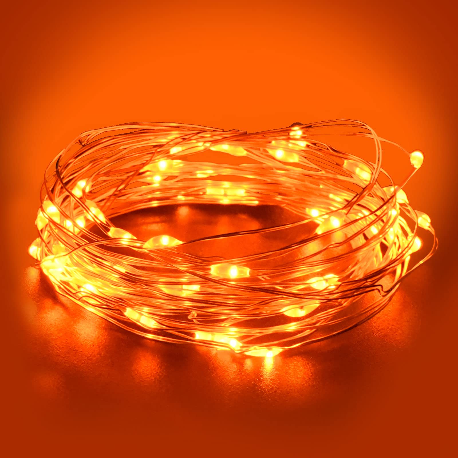 Dalugo Orange Fairy Lights, 3M/10ft Amber Fairy Lights, 30 LED Halloween Battery