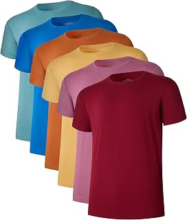 COLORFULLEAF Mens Bamboo Rayon Undershirts Crew Neck T Shirts Short Sleeve Slim Fit Tees Moisture Wicking 3 or 6 Pack