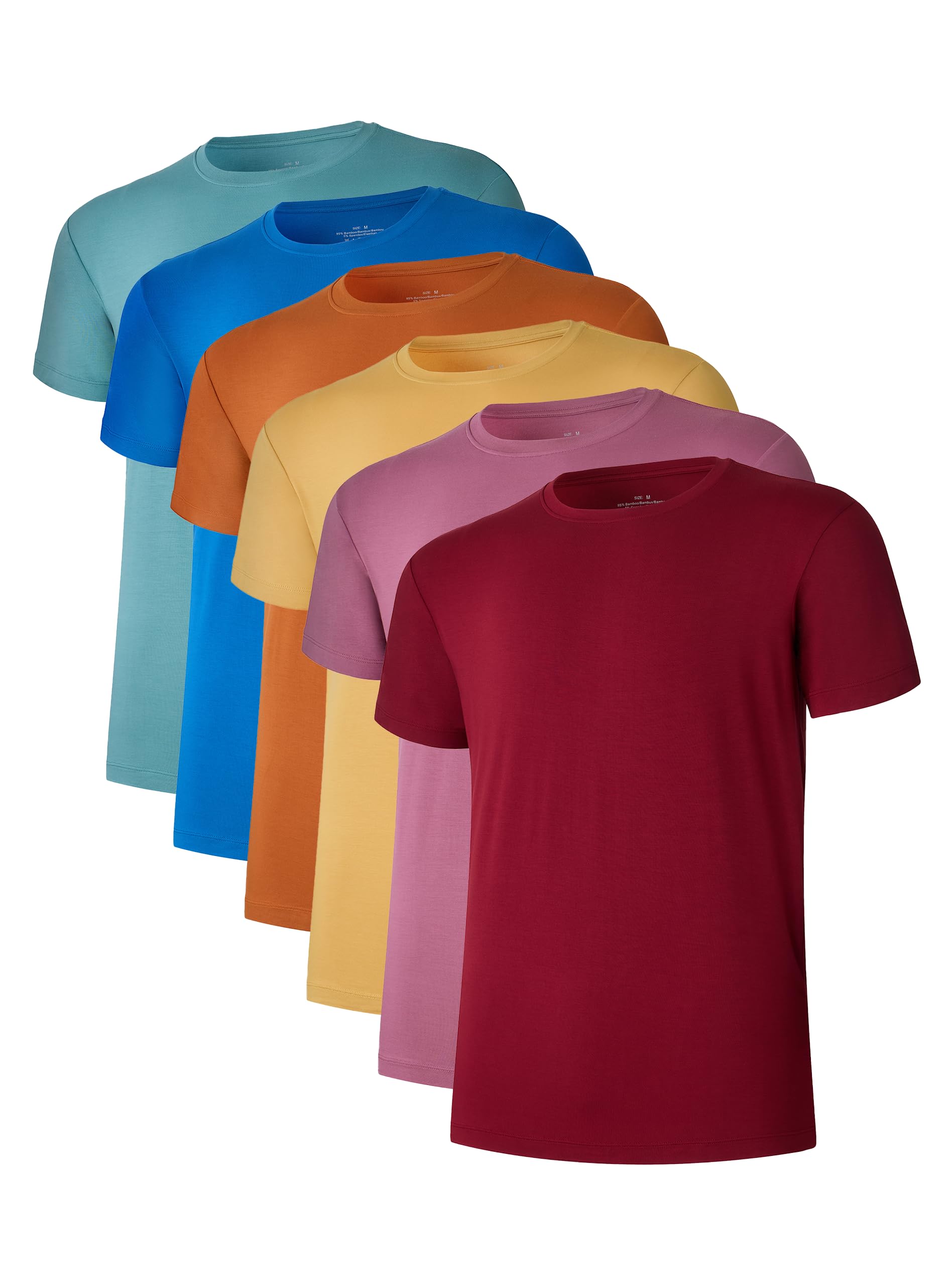 COLORFULLEAF Mens Bamboo Rayon Undershirts Crew Neck T Shirts Short Sleeve Slim 