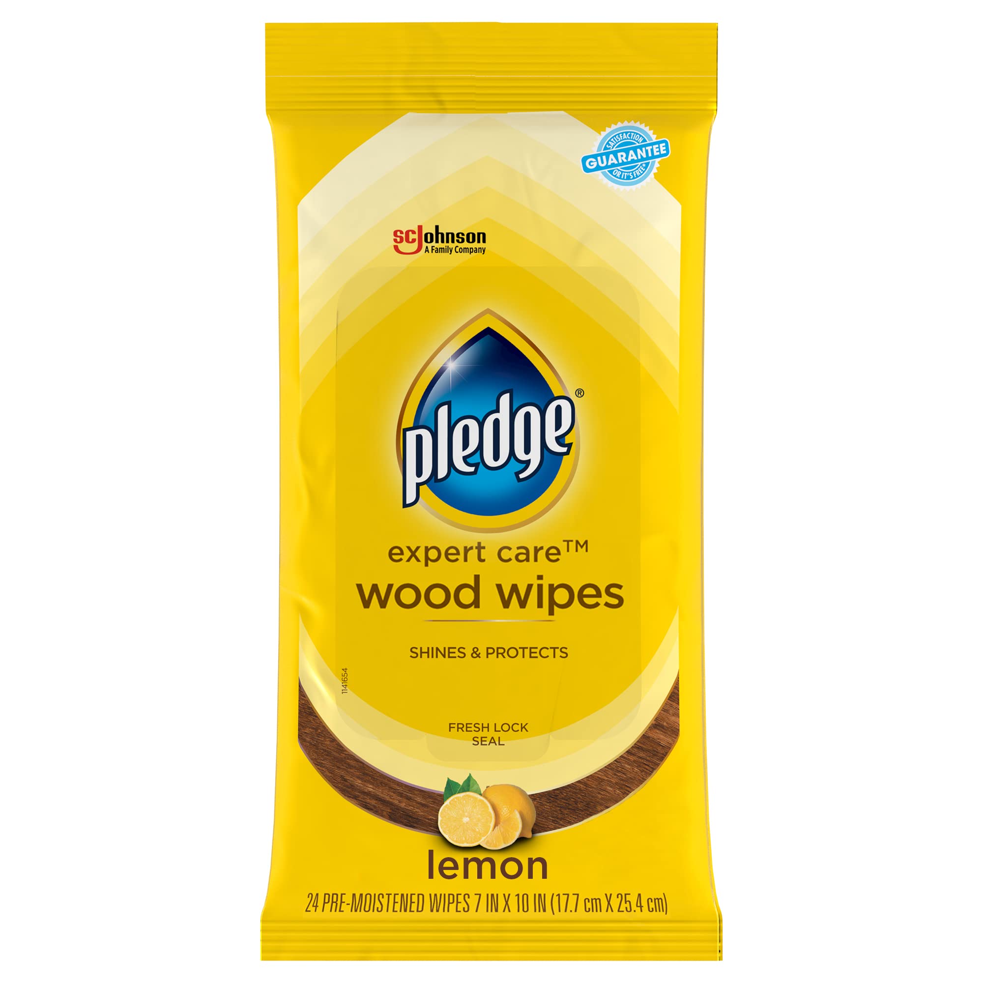 Pledge Expert Care Enhancing Wood Wipes, Lemon Scent, 24 Count, white | Polishes