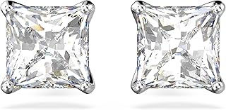 Swarovski Stilla Attract Collection Stud Earrings, White, Rhodium plated