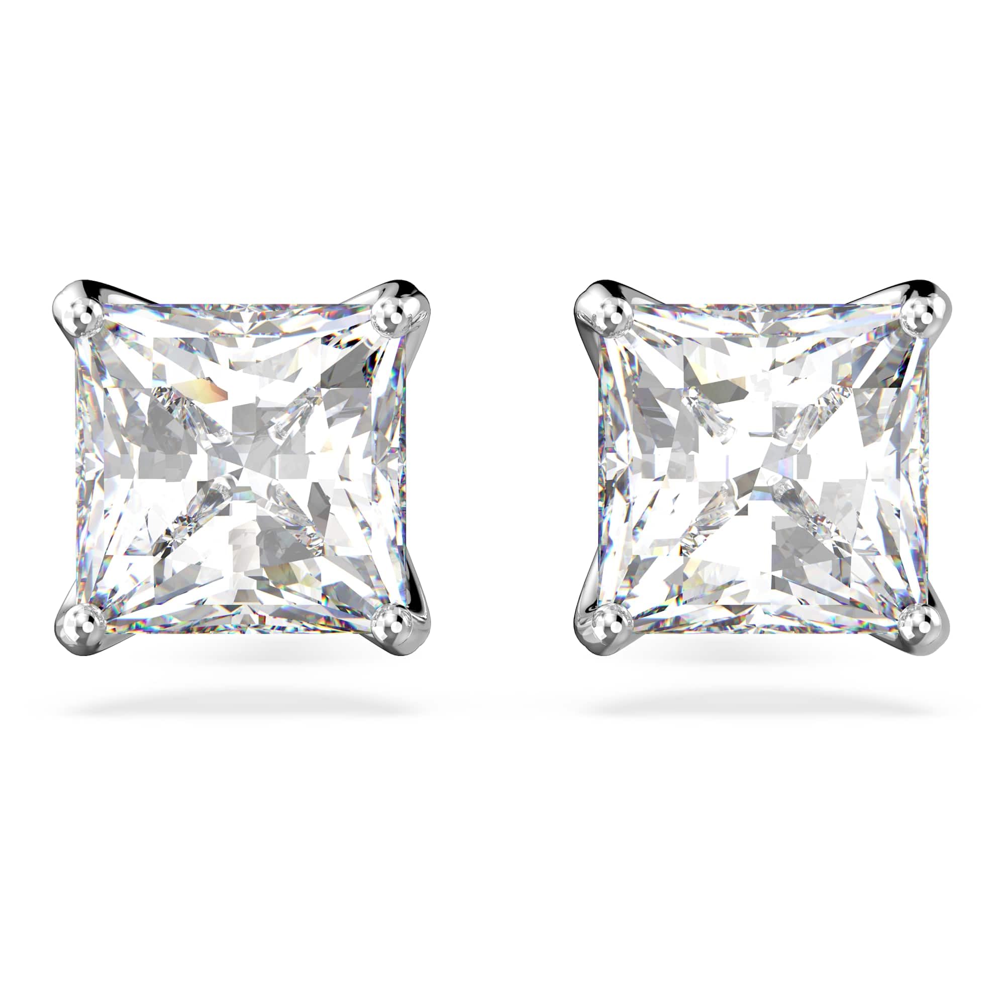 Swarovski Stilla Attract Collection Stud Earrings, White, Rhodium plated