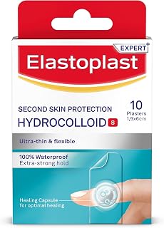 Elastoplast Hydrocolloid Wound Plasters Small (10 Bandages), Completely Waterproof Plasters for Faster Healing, Ultra Thin and Flexible for Second Skin Feel, Extra Strong Hold