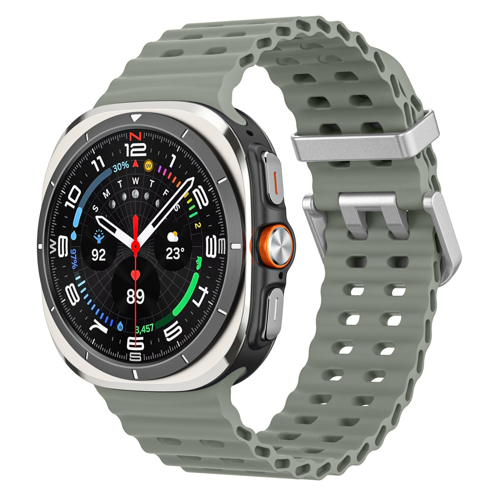 MoKo スポーツバンド Samsung Galaxy Watch Ultraバンド 47mm (2024) レディース メンズ 通気性 ソフトシリコン 防水 