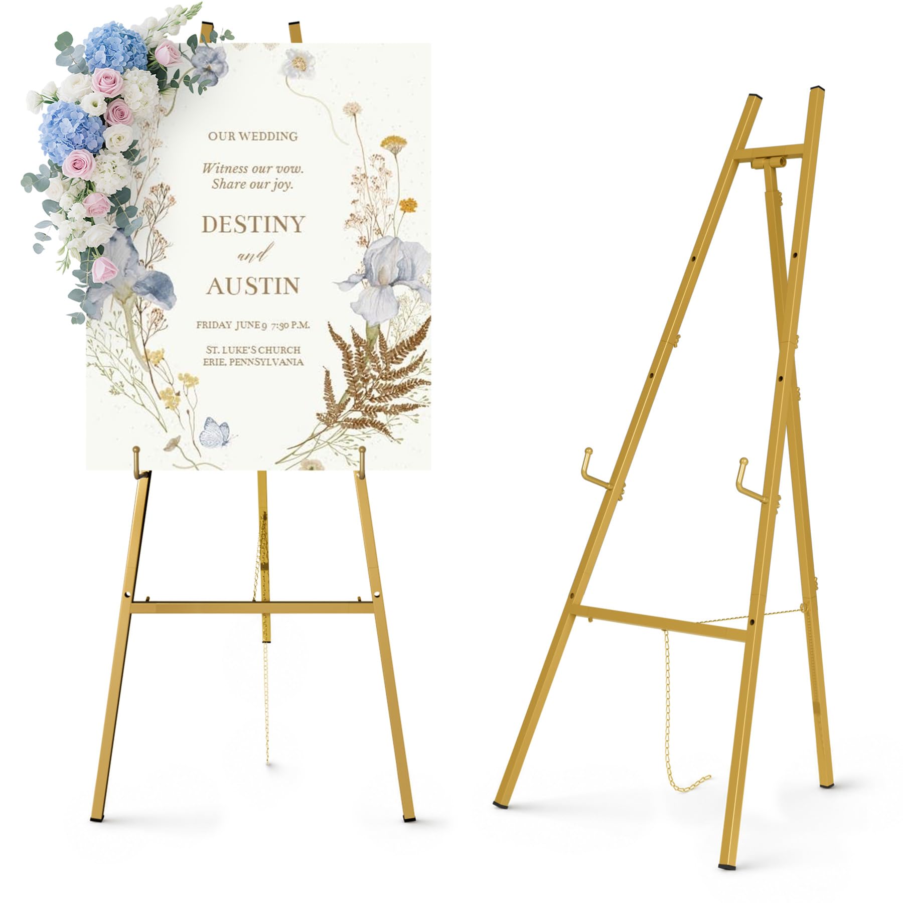 Ndsox Gold Easel Stand for Signs, 4-Tier Adjustable Easel Display Stand | Heavy-