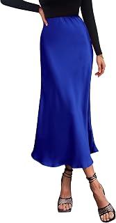PRETTYGARDEN Women's Satin Midi Skirts Dressy Casual