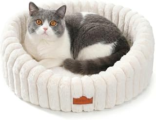 Avont Fluffy Cozy Cat Bed for Cats & Small Dogs -Cream(S)