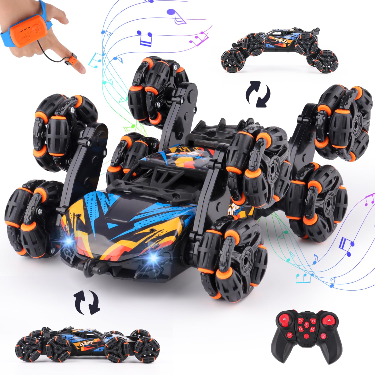 NEXBOX Cool 8 Wheels Hand Controlled rc Stunt Car Toys, Gesture Sensing Remote C