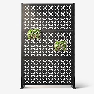72" Outdoor Privacy Fence Screen, Decorative Metal Panel Patio Divider | Privacy & Airflow, Flexible Placement for Balcony, Deck, Garden or Indoor, 3-Panel Labeled Parts, Freestanding