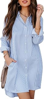 MINTLIMIT Women's Casual Long Sleeve Button Down Shirt Dress Oversize Swimsuit Cover Up for Women 2024 S-2XL