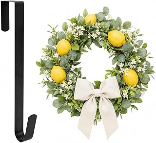 Sattiyrch 12" Front Door Wreath Hanger, Ultra Slim Metal Over Door Hook, Damage-Free Hanging for Seasonal & Year-Round Wreaths, Fits Most Doors, Black, 1 Pack