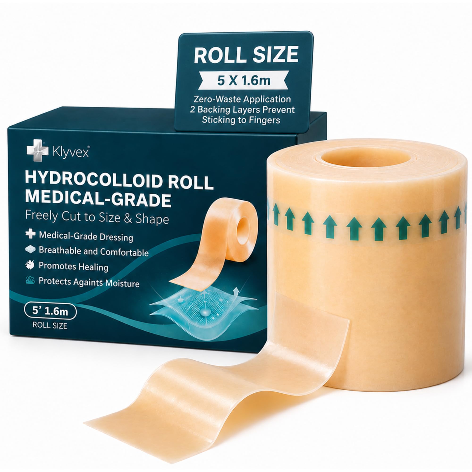 Hydrocolloid Roll(5cm x 1.6m),Medical Grade Cut-to-Size Waterproof Hydrocolloid 