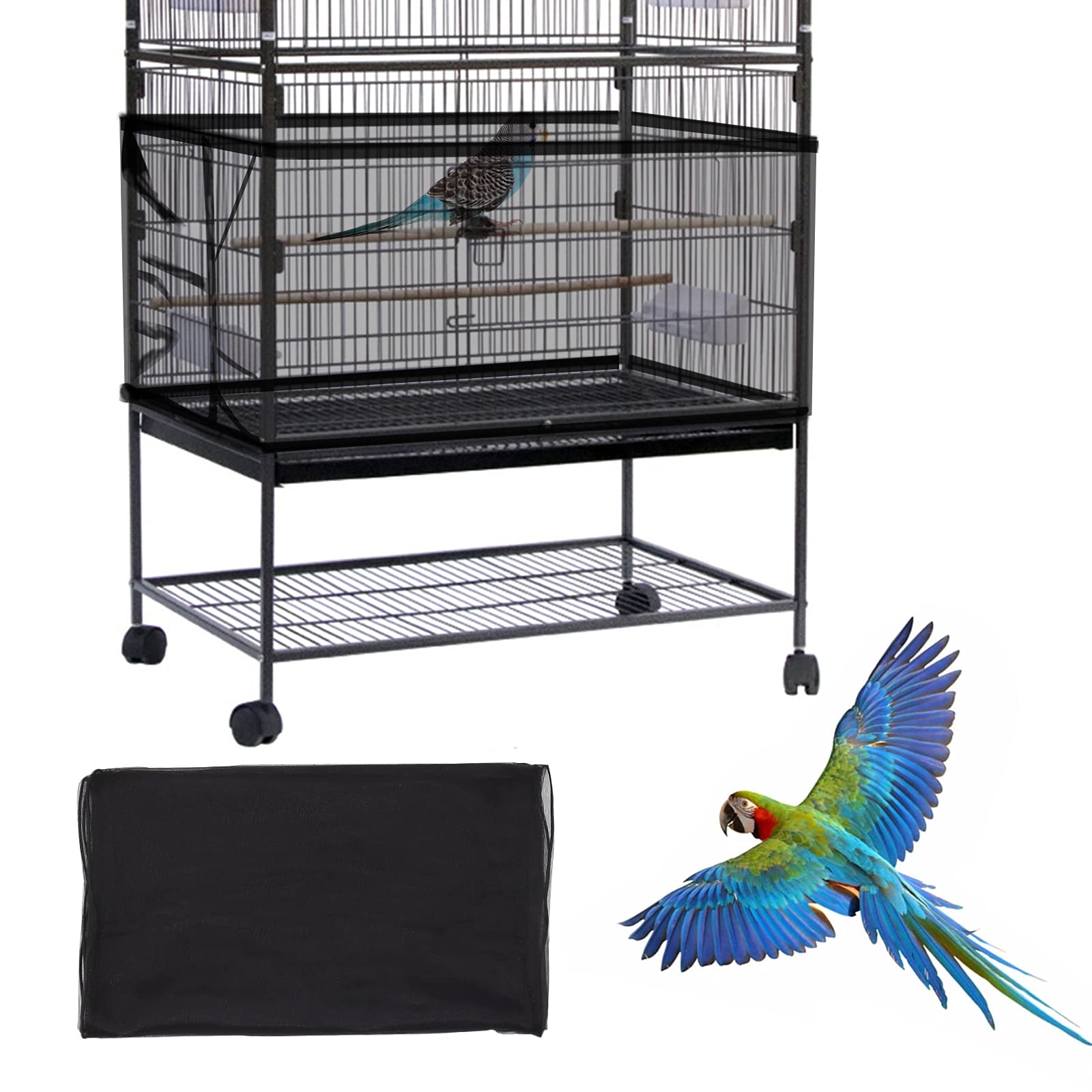 Daoeny Large Bird Cage Cover, Bird Cage Seed Catcher, Adjustable Soft Airy Nylon