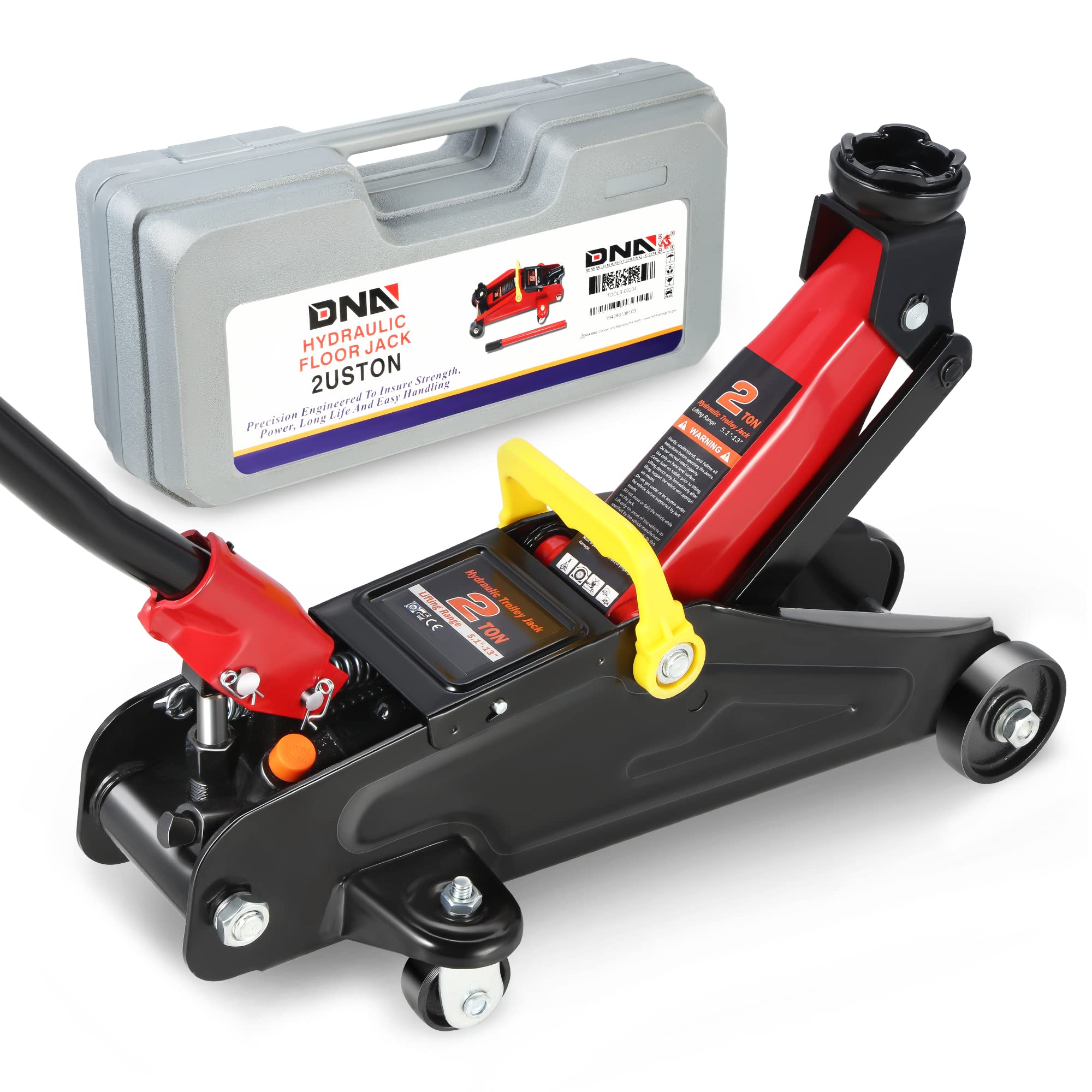 DNA Motoring TOOLS-00234 Low Profile Hydraulic Trolley Service/Floor Jack, 2 Ton