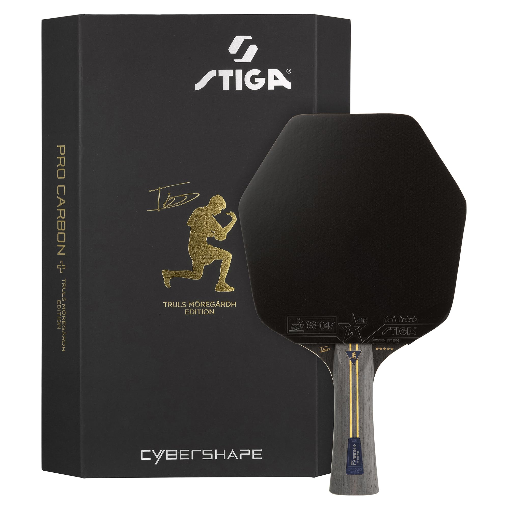 STIGA Pro Carbon Plus Cybershape Truls Edition Table Tennis Bat, 5-star, Larger 