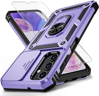 Vinve for Samsung Galaxy A13 5G Case, Galaxy A13 5G Phone Case,Slide Camera Cover HD Screen Protector Military Grade Magnetic Ring Holder Shockproof Kickstand Protective Case, Lavender
