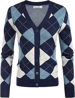 GRACE KARIN Cardigan Sweaters for Women Fall Argyle Sweater Preppy Clothes