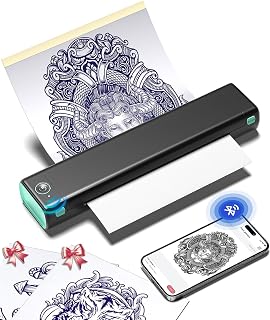 Phomemo M08F Tattoo Stencil Printer for Tattoo Artist & Beginner | Bluetooth Wireless Portable Thermal, Compatible with Phone/Tablet/PC, with 10 Pcs Transfer Paper, Black & Green
