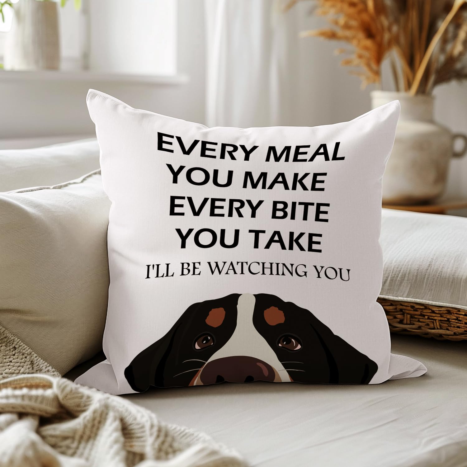 Funny Bernese Mountain Dog Cushion Cover 18x18, Bernese Mountain Dog Gift, Pet L