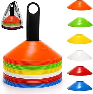 Tebery 60 Pack Soccer Agility Cones, Sports Football Cones with Holder and Bag, Disc Mini Training Equipment Field Markers for Football, Basketball, Practice, Other Sports and Games