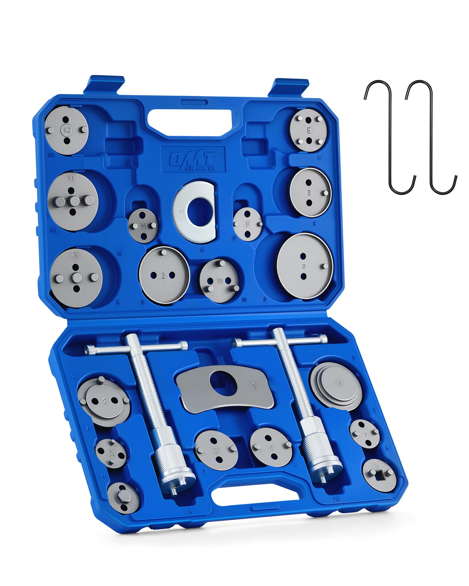 OMT 24pc Brake Caliper Compression Tool with Adapters &amp; Hangers, Sandblast |