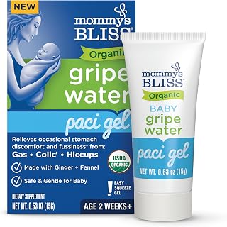 Mommy's Bliss Organic Gripe Water Pacifier Gel for Newborns, Infant Gas, Colic &amp; Fussiness*, Age 2 Weeks +, 0.53 Oz (45 Servings)