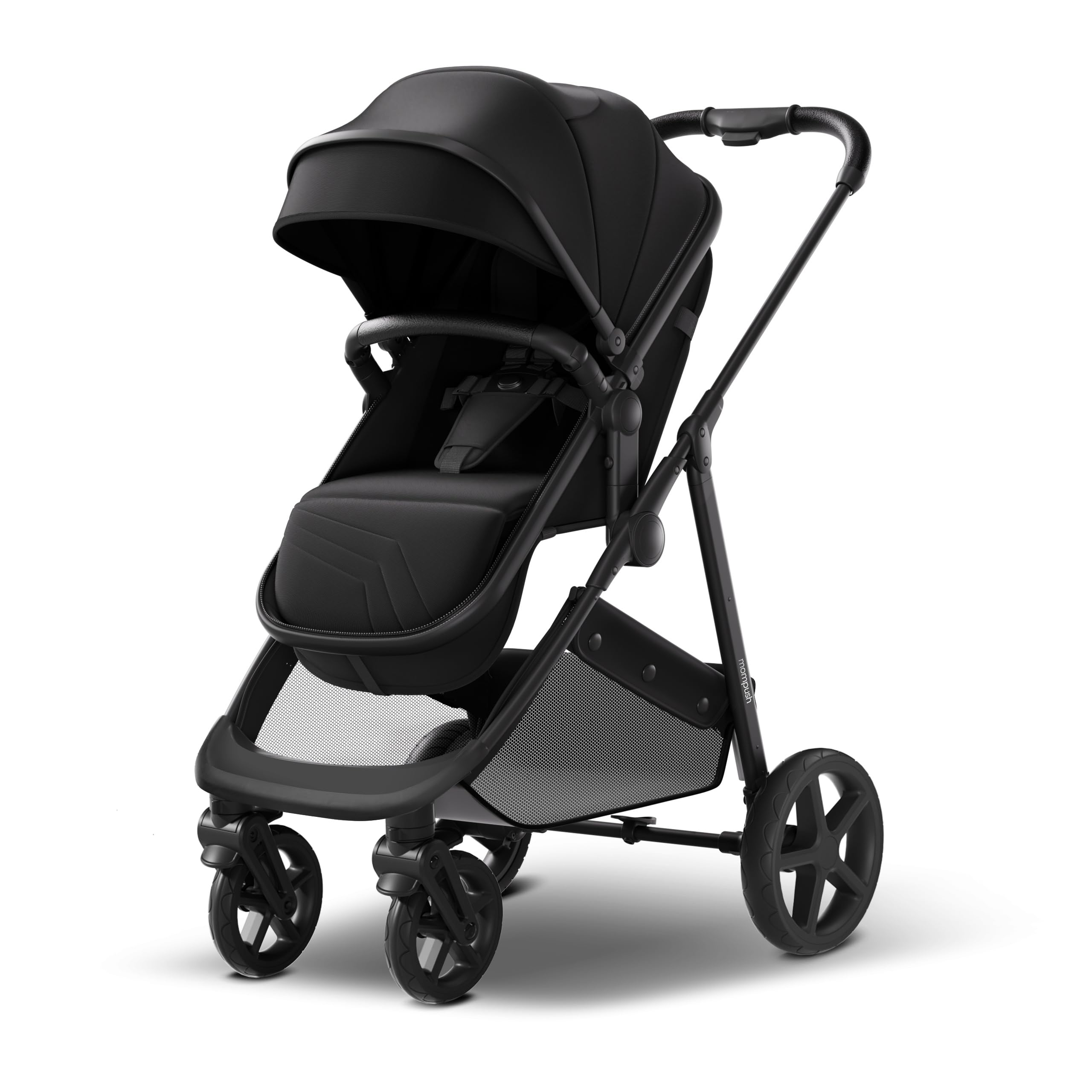 Mompush Wiz 2-in-1 Bassinet Stroller Reversible Seat, One-Hand Fold, Black | New