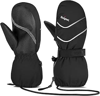 Unigear Kids Mittens Waterproof Winter Snow Ski Mittens with String for Boys Girls