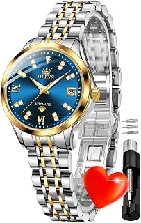 OLEVS Fashion Women Watch Diamond Analog Quartz Stainless Steel Waterproof Luminous Day Date Two Tone